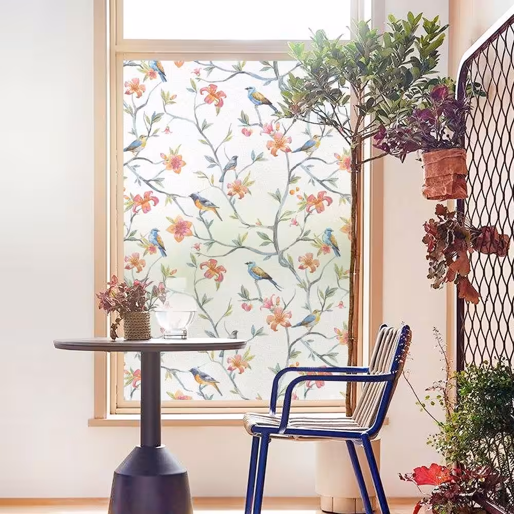 WOPAR Privacy Window Film Frosted Glass Film Static Cling Film No Glue Film Bird Window Stickers for Home Bathroom Office