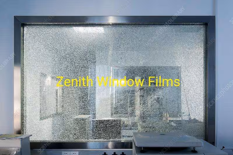 Broken tempered glass window - to require Zenith Safety film for glass